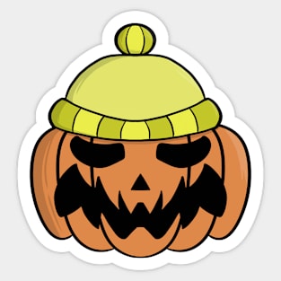 Halloween pumpkin wearing a hat Sticker